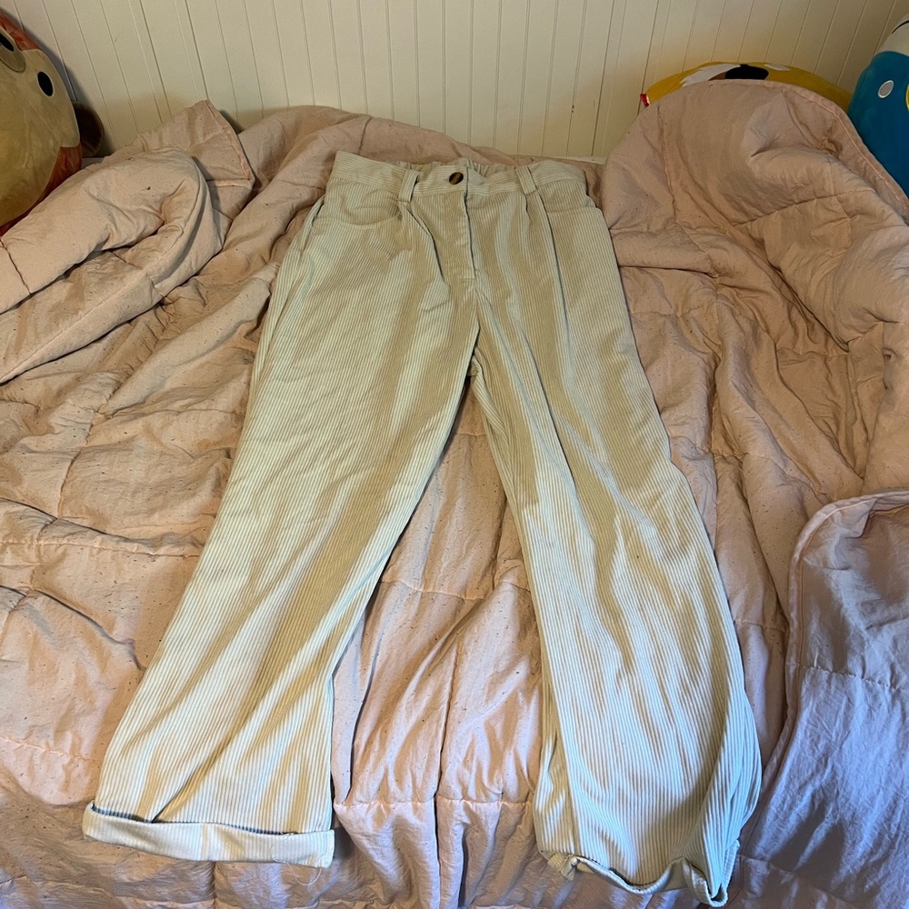 White corduroy pants